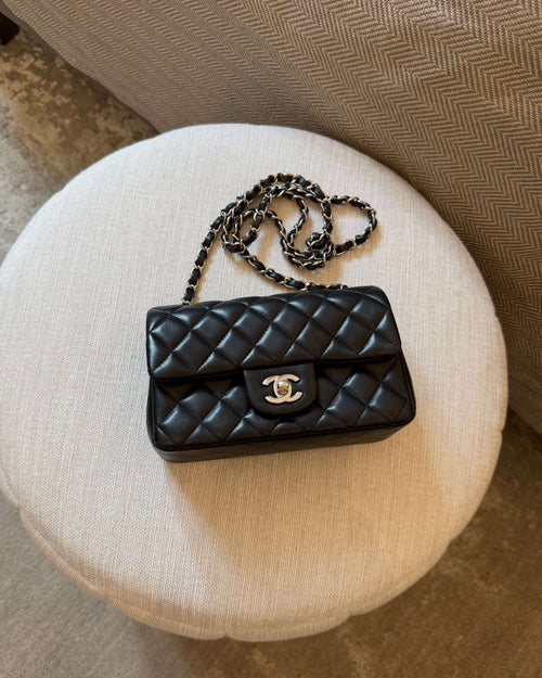 Chanel Mini Rectangular Black Lambskin SHW