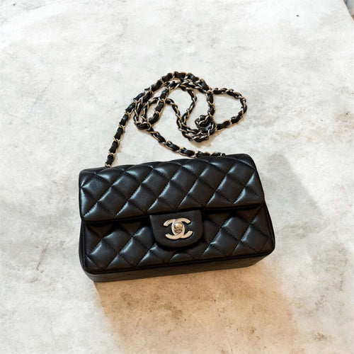 Chanel Mini Rectangular Black Lambskin SHW